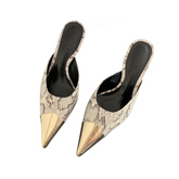 Cap Toe Stiletto Mule Sandals