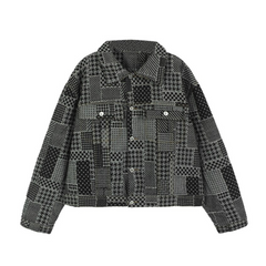 Pre Order: Bohemian Plaid Longsleeve Denim Button Up Jacket
