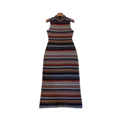 Zigzag Striped Knitted Maxi Dress