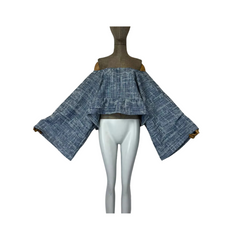 Denim Off Shoulder Crop Top - WINI