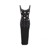 Sleeveless Brooch Embellishment Slim Maxi Dress