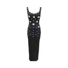 Sleeveless Brooch Embellishment Slim Maxi Dress
