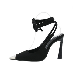Square Head Shallow Mouth Strap Stiletto Pumps