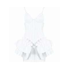 V-Neck Thin-Strap Ruffled Mini Dress