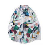 Multicolor Patch Design Oversized Shirt