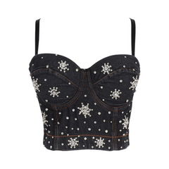 Galaxy Rhinestone Denim Corset