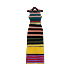 Multicolor Stripe Sleeveless Knitted Dress