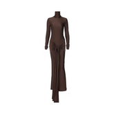 Turtleneck Low Waist Bandage Maxi Dress