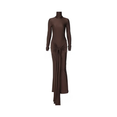 Turtleneck Low Waist Bandage Maxi Dress