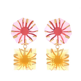 Metal Inlaid Polygonal Colored Sun Resin Earrings