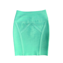 Neon Solid Green Bandage Mini Skirt
