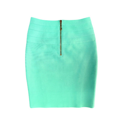 Neon Solid Green Bandage Mini Skirt
