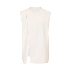 Pre Order: Beige O-neck Asymmetric Split Top