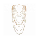 Moon Girl Multi-layer Pearls Chain Necklace