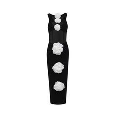 Pre Order: Big Flower Hollow Out Bandage Dress