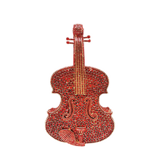 Violin-Shape Rhinestone Clutch Bag