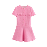 Round Neck Woolen Short Sleeve Dress