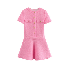 Round Neck Woolen Short Sleeve Dress