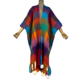 Warm Colorful Loose Plaid Cardigan - WINI