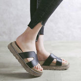 Cozy Leather Casual Flat-Bottomed Slippers