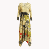Art Print Pleated Long Dress