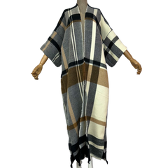 Vibrant Plaid Maxi Cardigan - WINI