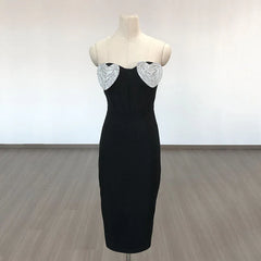 Heart Chest Diamond Dew Backpack Hip Bandage Dress