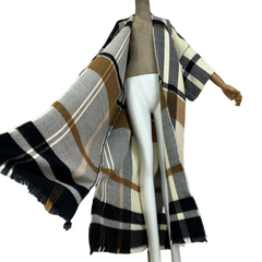 Vibrant Plaid Maxi Cardigan - WINI