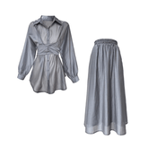 Pre Order: Back Knot Top + Mid-Calf Skirt Set