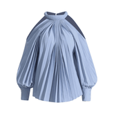 Pre Order: Bare Shoulders Lantern Sleeves Halter Blouse