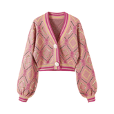 Pre Order: Beaded Buttons Sequined Knit Cardigan