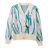 Pre Order: Beaded Flower Knit Loose Cardigan
