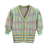 Pre Order: Beaded Harlequin Short Knit Sweater
