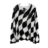 Pre Order: Black and White Contrast Knit Sweater