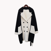 Pre Order: Black and White Contrast Woolen Coat