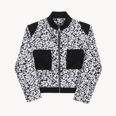 Pre Order: Black and White Floral Zip-Up Jacket