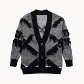 Pre Order: Black and White Fringe Knit Cardigan