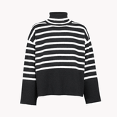 Pre Order: Black and White Turtleneck Knit Sweater