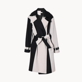 Pre Order: Black and White Woolen Loose Coat