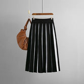 Pre Order: Black Striped Knitted Long Skirt