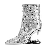 Pre Order: Bling Fanged Heels Short Boots