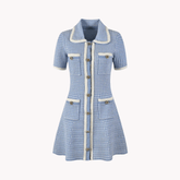 Pre Order: Blue Beaded Knit Mini Dress