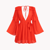 Pre Order: Bright Orange Pleated Dress