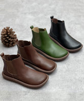 Coffee Boots Cowhide Leather Fashion Shelsea Boots