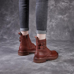 Autumn Women Retro Handmade Leather Boots