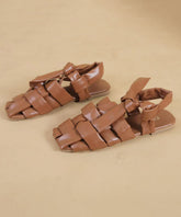 Chic Brown Hollow Out Comfy Splicing Walking Sandals