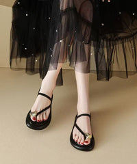 Summer New French Toe Set Black Slide Sandals