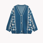 Checkerboard Knitted Drawstring Sweater