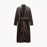 Classic Faux Leather Aged-Effect Coat
