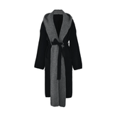 Color-block Knit Hooded Long Sweater